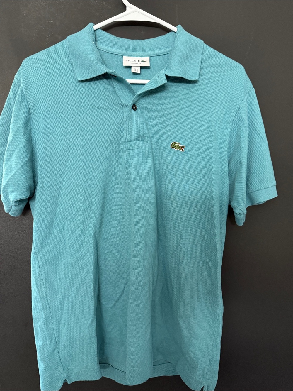 Lacoste Men’s Teal Short-Sleeve Polo with Crocodile Logo